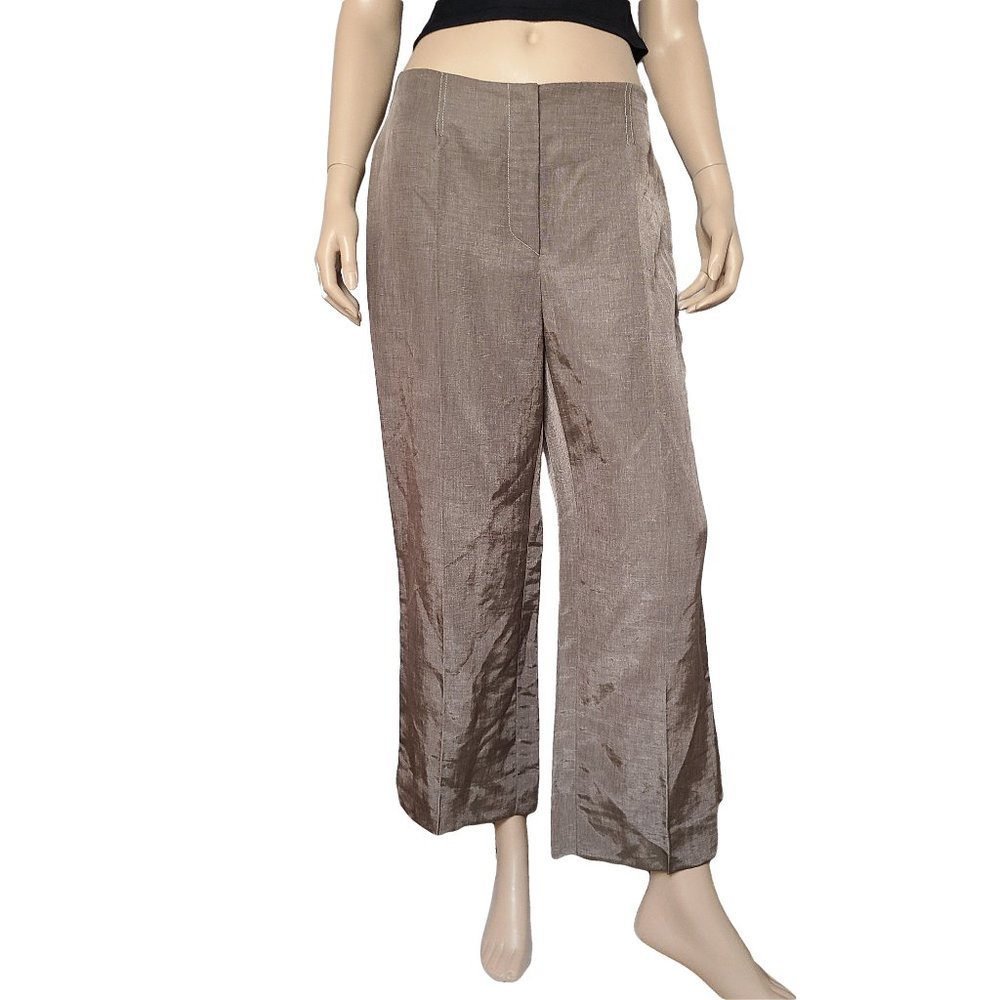 ZENOBIA NWT Taupe Brown Linen Blend Pant 8